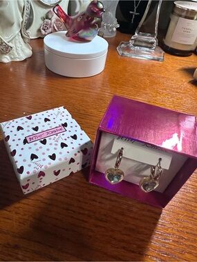 Betsey Johnson Iridescent Heart Drop Earrings
